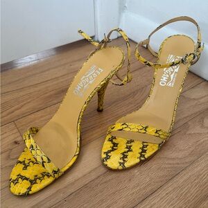 Salvatore Ferragamo Yellow Snakeskin Heels